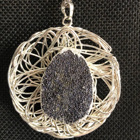 Handmade Wire Wrapped Titanium Druzy Stone - Picture 3 of 5